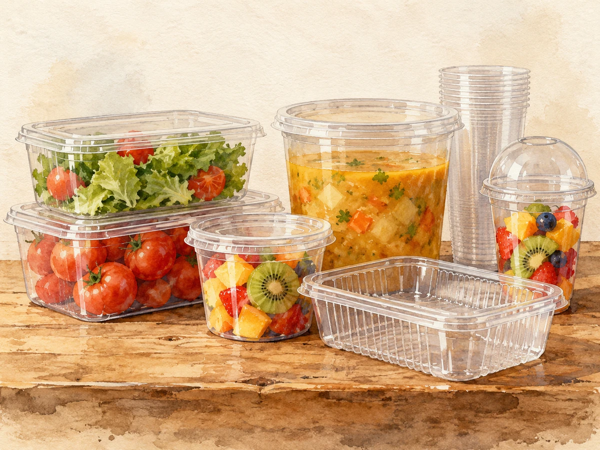 Acuarela de recipientes plásticos transparentes